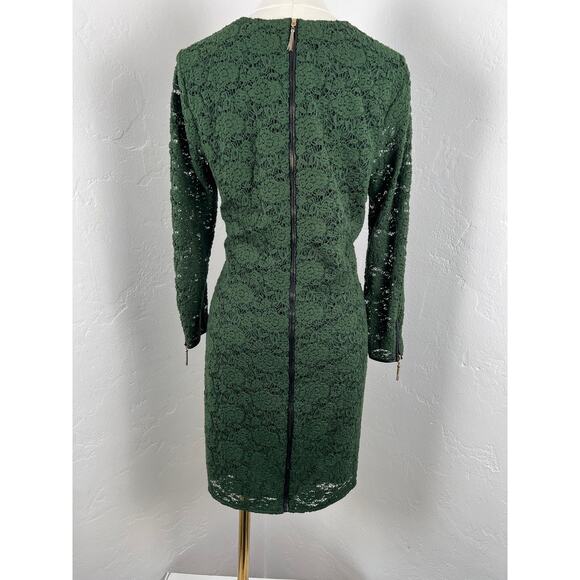 JUICY COUTURE Cire Juniper Green Lace & Leather Dress (Womens: Med) - Picture 10 of 12